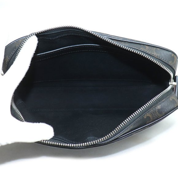 CELINE Triomphe Medium Shoulder Bag, Black/Brown, 197202, Women's